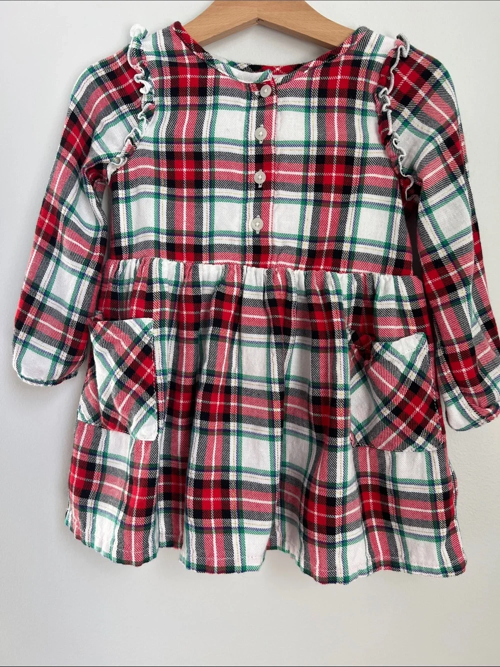 Cat & Jack | Red & White Plaid Long-Sleeve Holiday Festive Party Dress size 2T